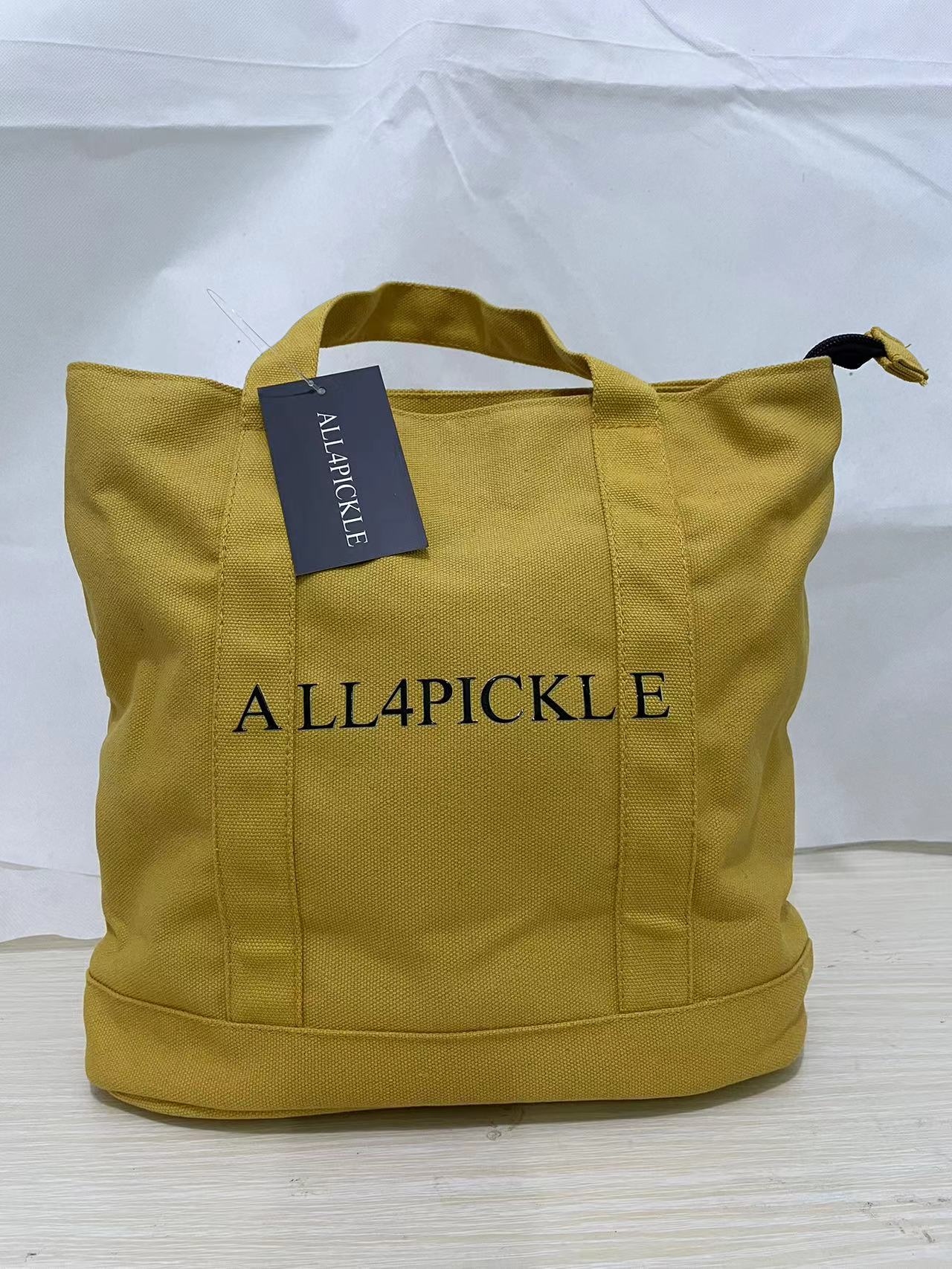 ALL4PICKLE Canvas Tote Bag, Multi-Pocket Hobo Bag