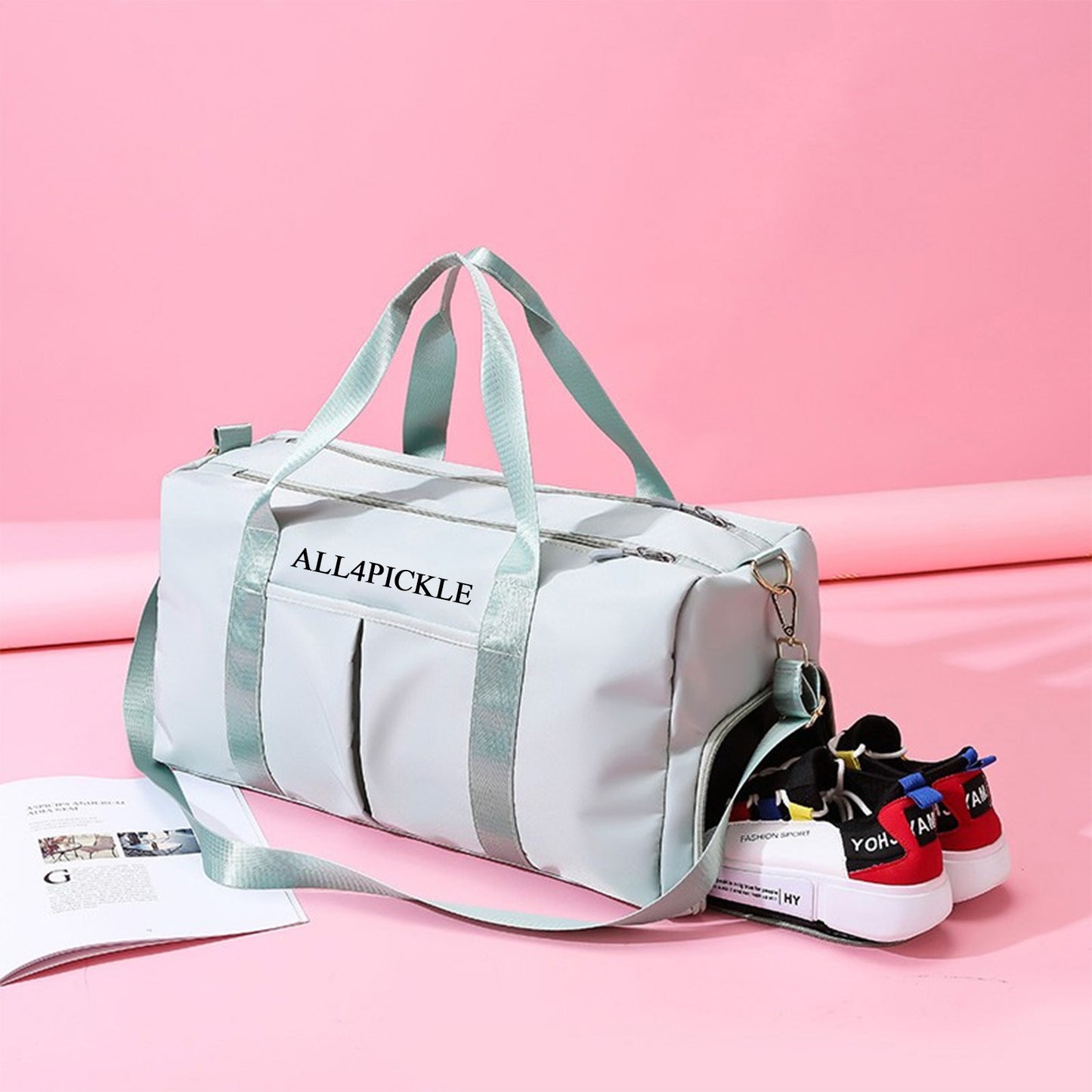 ALL4PICKLE Gym Bag Womens Mens with Shoes Compartment and Wet Pocket