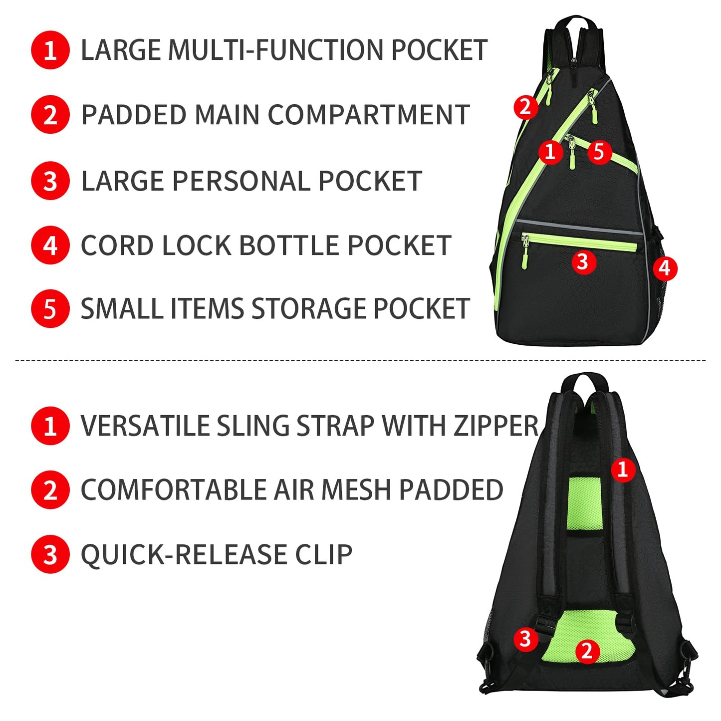 ALL4PICKLE Pickleball Bag Crossbody Sling Bag for Paddle